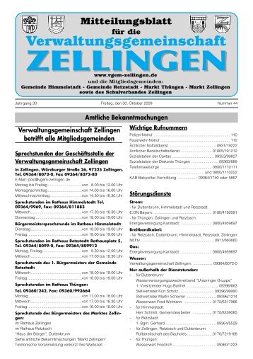 Sonstige Mitteilungen - Verwaltungsgemeinschaft Zellingen