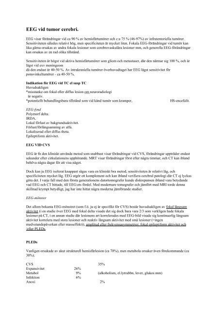 EEG vid tumor cerebri.