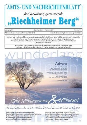 Amts- und Nachrichtenblatt der VG â€žRiechheimer Bergâ€œ Nr.