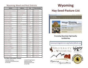 Learn about the Wyoming Hay-Seed-Pasture List Brochure