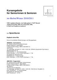Kursangebote für Seniorinnen & Senioren - VHS Landkreis Rastatt