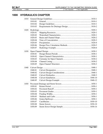 1000 Hydraulics Chapter - Ministry of Transportation