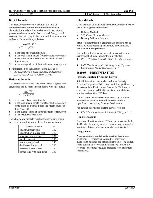 1000 Hydraulics Chapter - Ministry of Transportation