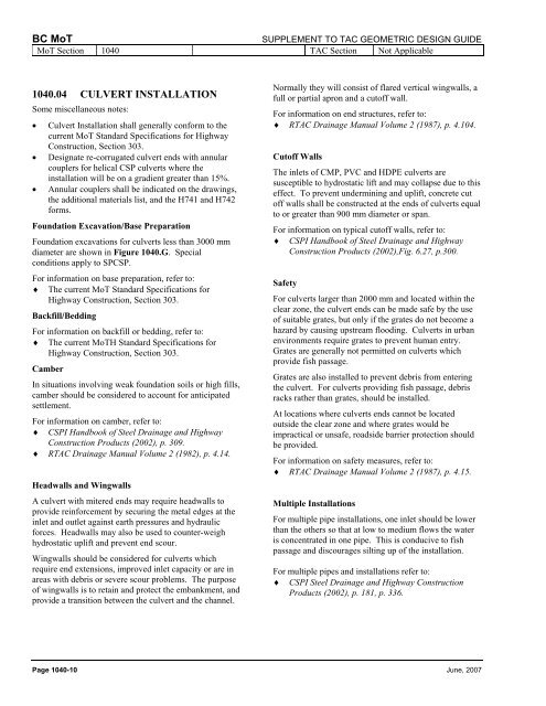 1000 Hydraulics Chapter - Ministry of Transportation