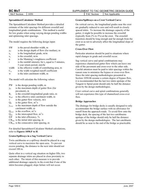 1000 Hydraulics Chapter - Ministry of Transportation