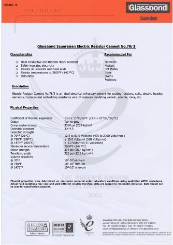 Glassbond Sauereisen Electric Resistor Cement No