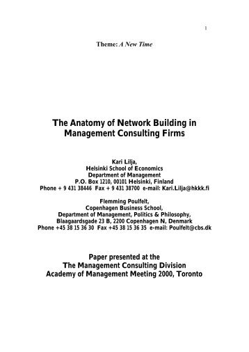 The Anatomy of Network Building in Management Consulting Firms