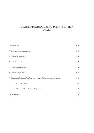 QUADRO DI RIFERIMENTO DI MATEMATICA - Invalsi