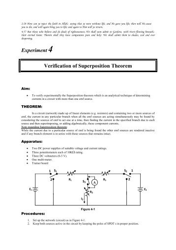 Experiment 4 Verification of Superposition Theorem