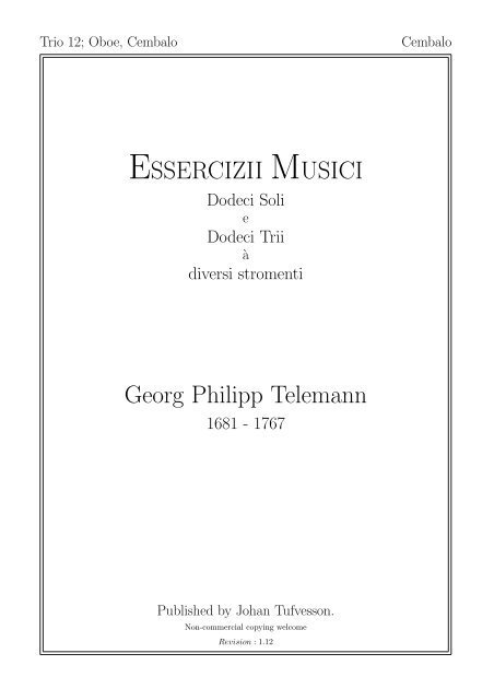 ESSERCIZII MUSICI Georg Philipp Telemann - Lysator