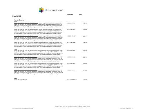 eInstruction MSRP Price List