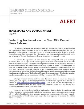 Protecting Trademarks in the New .XXX Domain Name Release