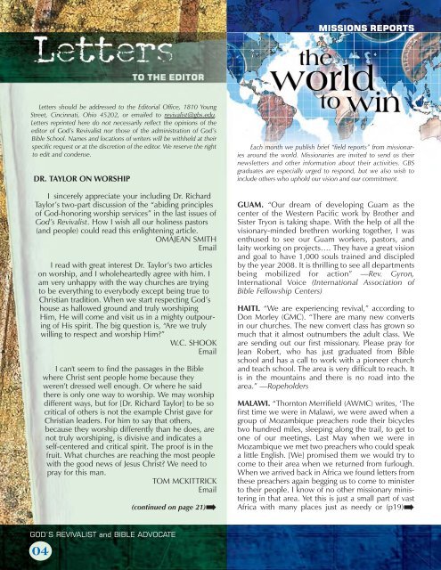 Download the March Issue - God's Bible School & College