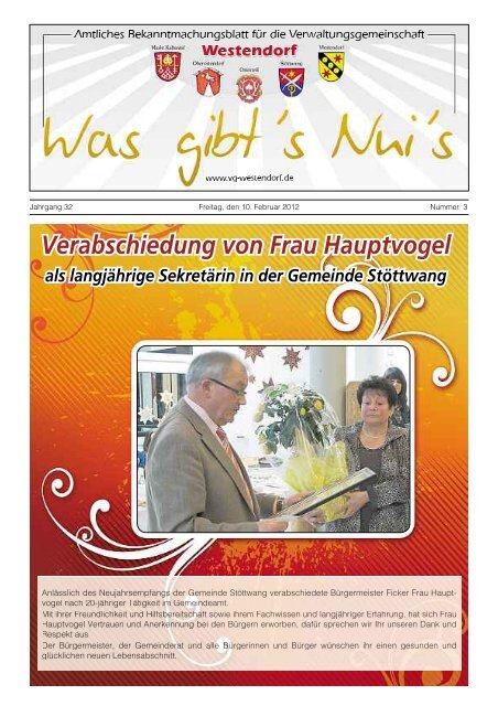 Amtliche Bekanntmachungen - VG-Westendorf