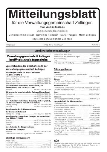 Mitteilungsblatt - Verwaltungsgemeinschaft Zellingen