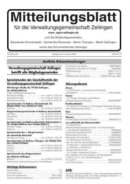 Mitteilungsblatt - Verwaltungsgemeinschaft Zellingen