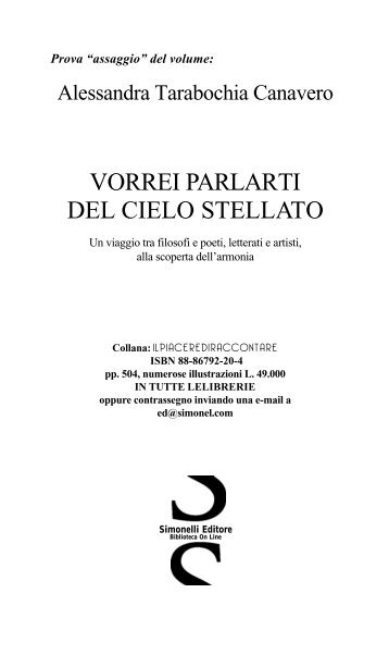 vorrei parlarti del cielo stellato - Simonelli Editore S.r.l.