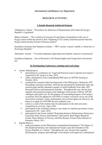 Research activities_IBL.pdf - the AUCA Digital Library! - American ...