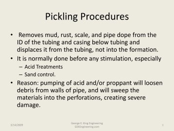 Pickling Procedures - George E King Petroleum Engineering Oil and ...