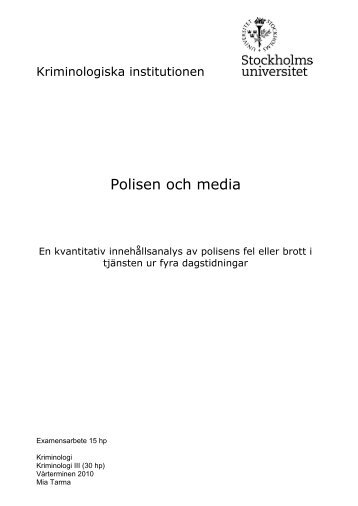 Polisen och Media - Kriminologiska institutionen - Stockholms ...