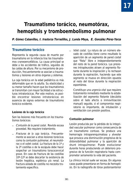 Traumatismo torÃ¡cico, neumotÃ³rax, hemoptisis y tromboembolismo ...