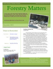 Forestry Matters - Faculty of Forestry - University of Toronto