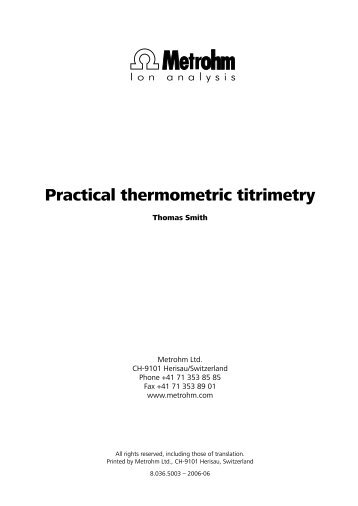 Practical thermometric titrimetry - Metrohm