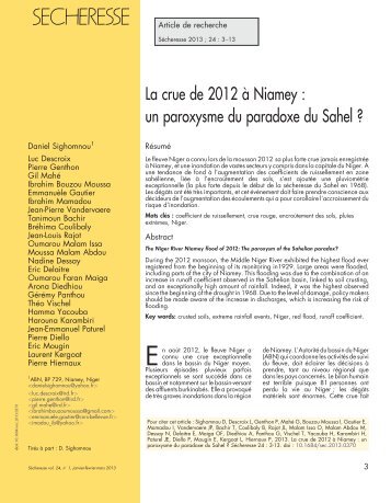La crue de 2012 `a Niamey : un paroxysme du paradoxe du Sahel ?