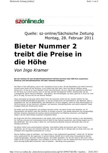 Bieter Nummer 2 treibt die Preise in die Höhe Von Ingo ... - Via Thea