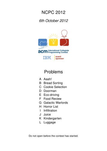 Problem A - Nordic Collegiate Programming Contest