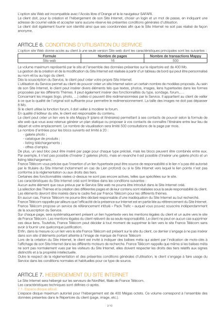 Conditions Générales d'Utilisation de l'Option site ... - Orangecaraibe