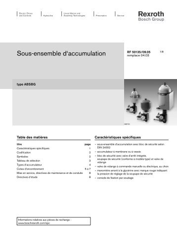 Sous-ensemble d'accumulation - Bosch Rexroth