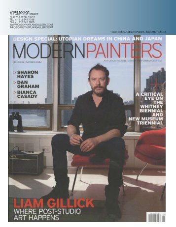 Ã¢Â€ÂœLiam Gillick,Ã¢Â€Â Modern Painters, June 2012, p.34-35. - Casey Kaplan