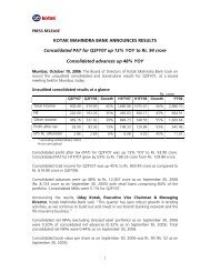 KOTAK MAHINDRA BANK ANNOUNCES RESULTS Consolidated ...