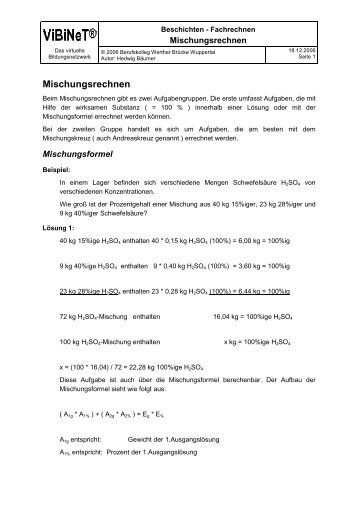 Mischungsrechnen - ViBiNeT