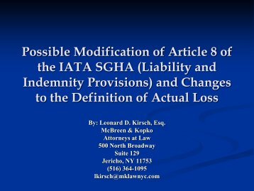 Possible Modification of Article 8 of the IATA SGHA (Liability ... - NATA