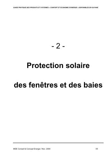 - 2 - Protection solaire des fenÃªtres et des baies - ADEME Guyane