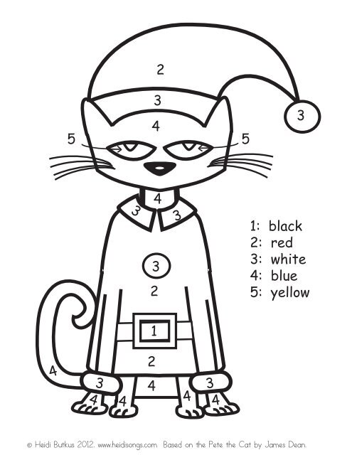 Pete the Cat Color by Number Xmas1-5 - Heidi Songs