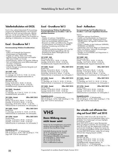 Seminare für Unternehmen - VHS Landkreis Rastatt