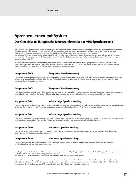 Seminare für Unternehmen - VHS Landkreis Rastatt