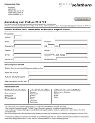 Anmeldung zum Vorkurs 2012/13 - Kantonsschule Olten