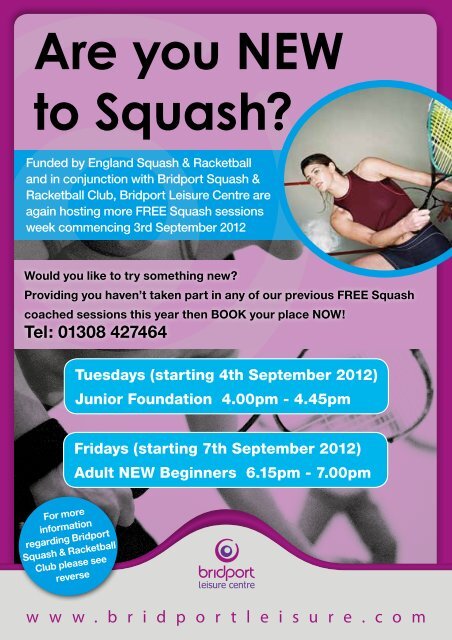 Free Squash & Racketball Coaching - Bridport Leisure