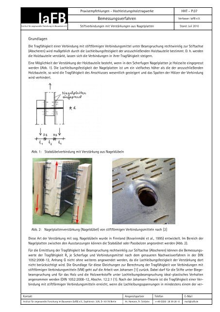 P.07 Stiftverbindungen mit VerstÃ¤rkungen aus Nagelplatten