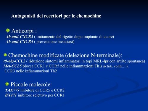 Processi che coinvolgono la chemochine e i loro recettori