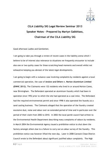 Download Speaker's Notes - CILA/The Chartered Institute of Loss ...