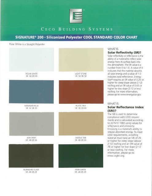 Ceco Building Systems Color Chart