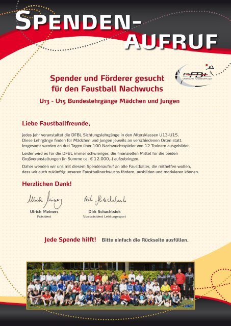 Spenden- aufruf - Deutsche Faustball-Liga eV