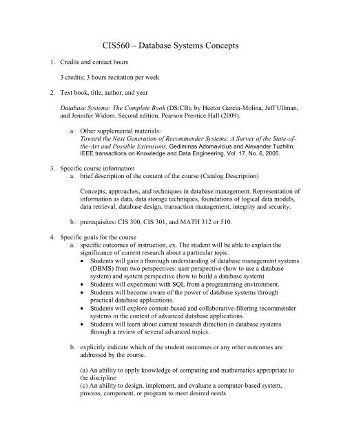 CIS560 â Database Systems Concepts - Computing and Information ...