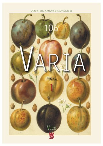Varia, Teil 1 - VICO Wissenschaftliches Antiquariat und Verlag OHG