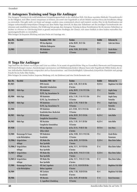 Das Programm im Ãœberblick - VHS Manager